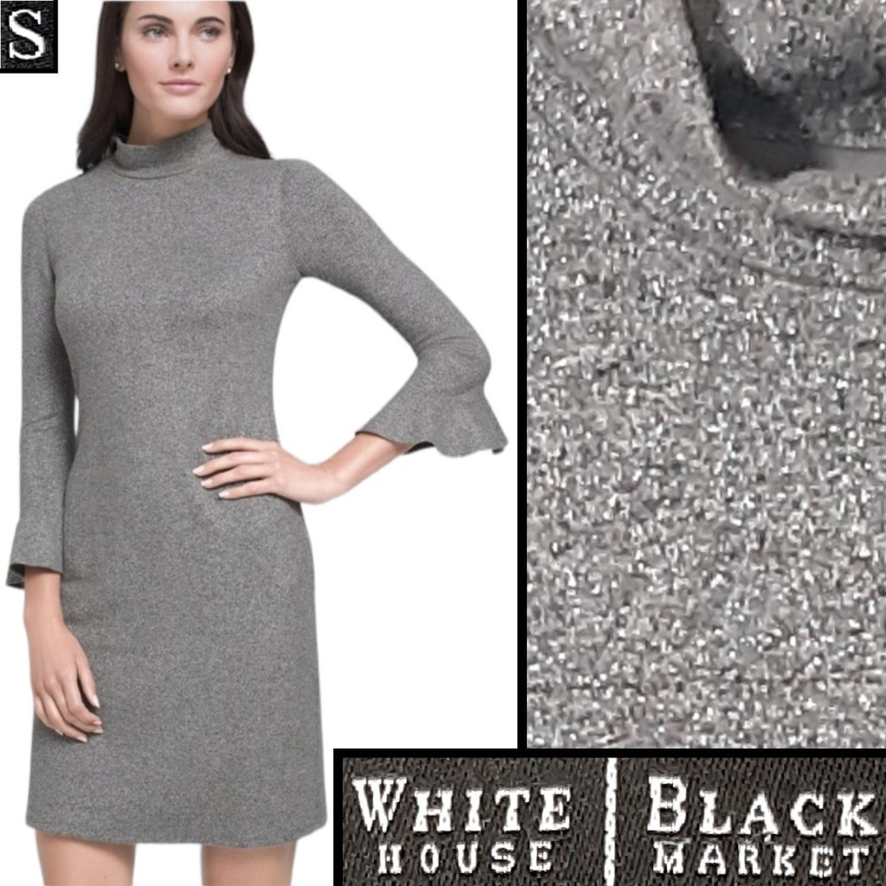Gray Shimmer Flutter Sleeve Sheath Dress 🪞